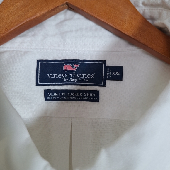NWT Vineyard Vines Men Shoreline Solid Perfect Wash Poplin White Shirt Size 2XL - Picture 4 of 7